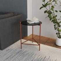 Mesa Lateral Industrial Marbella Cobre com Preto Mesa Lateral Industrial Marbella Cobre com Preto