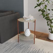 Mesa Lateral Industrial Premium Marbella Cobre com Off White