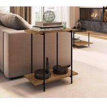 Mesa Lateral Industrial Tube - Carvalho/Preto