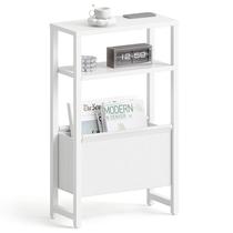 Mesa Lateral IRCPEN Estreita com Suporte para Revistas 3 Andares Branca