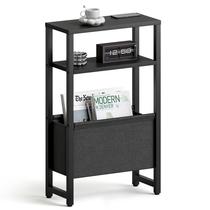 Mesa Lateral IRCPEN Estreita com Suporte para Revistas 3 Níveis Preta