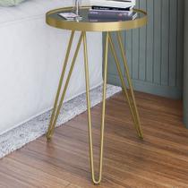Mesa Lateral Linea Tripé Em Aço Tampo C/ Espelho Decorativa Mesa Lateral Linea Tripé Em Aço Tampo C/ Espelho Decorativa