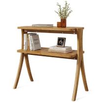 Mesa lateral LITTLE TREE Narrow Farmhouse Light Walnut de 2 níveis