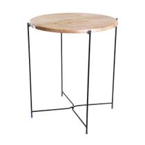 Mesa Lateral Loft Aço Galvanizado Preto e Madeira 46cm - ACASA Mesa Lateral Loft Aço Galvanizado Preto e Madeira 46cm - ACASA