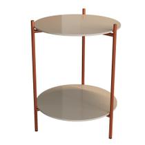 Mesa Lateral Marbella Premium Off White e Cobre