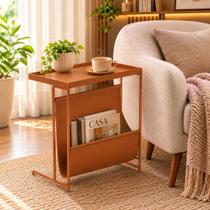 Mesa Lateral Mariah com Porta-Revistas: Elegância Funcional para Sala e Quarto Mesa Lateral Mariah com Porta-Revistas: Elegância Funcional para Sala e Quarto