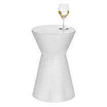 Mesa lateral MDesign, ampulheta redonda, concreto, branco, 56cm Mesa lateral MDesign, ampulheta redonda, concreto, branco, 56cm