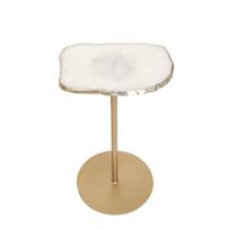Mesa Lateral Metal Dourado Com Platter de Quartzo Branco Mesa Lateral Metal Dourado Com Platter de Quartzo Branco