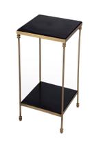 Mesa lateral Offex Modern Iron Black Granite 2 prateleiras