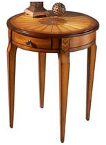 Mesa lateral Offex Traditional Round Olive Ash Burl com gaveta