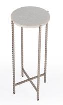 Mesa lateral Offex Transitional Redonda em mármore branco com pernas de ferro Mesa lateral Offex Transitional Redonda em mármore branco com pernas de ferro