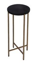 Mesa lateral Offex Transitional Round Black Granite com pernas de ferro