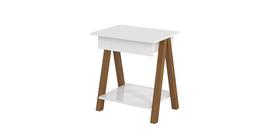 Mesa Lateral Old 1 Gaveta Branco Amêndoa Tebarrot Mesa Lateral Old 1 Gaveta Branco Amêndoa Tebarrot