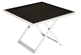 Mesa Lateral Oliver Cromada Tampo Madeira Cor Preta - 17449 Mesa Lateral Oliver Cromada Tampo Madeira Cor Preta - 17449