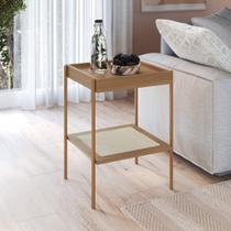 Mesa lateral oslo 43 cm madeira mdp hanover ou nero base metal - artesano