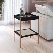 Mesa lateral oslo 43 cm madeira mdp hanover ou nero base metal - artesano