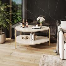 Mesa Lateral Oval Decor Móveis para Sala com 2 Prateleiras Estilo Moderno