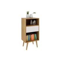 Mesa Lateral p/ Sala E1715 c 1 Gaveta e 2 Nichos Natural/Off White - Tecno Mobili