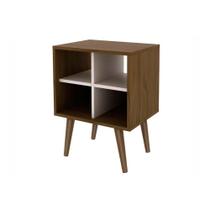 Mesa Lateral p/ Sala E1720 c/ 4 Nichos Capuccino/Off White - Tecno Mobili