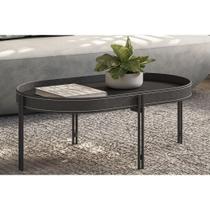 Mesa Lateral p/ Sala Monaco Organico Pés Metalico 93x57cm Preto - Linea Brasil