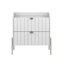 mesa lateral para cama moriah 60cm retro 100% mdf branco com pes de ferro champanhe - Casa Detalhe