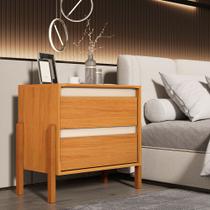 Mesa Lateral para Cama Verona 2 Gavetas Pés Palito em Madeira para Quarto Moderno - Nature/off-white Mesa Lateral para Cama Verona 2 Gavetas Pés Palito em Madeira para Quarto Moderno - Nature/off-white