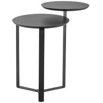 Mesa Lateral Para Sala De Estar 2 Em 1 Pés Metálicos Dari A03 Nero Preto - Lyam Decor