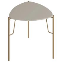 Mesa Lateral Para Sala De Estar Alta Pés Industrial Dourado Alef I03 Grigio - Lyam Decor