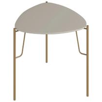 Mesa Lateral Para Sala de Estar Alta Pés Industrial Dourado Alef I03 Grigio - Lyam Decor