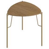 Mesa Lateral Para Sala De Estar Alta Pés Industrial Dourado Alef I03 Louro - Lyam Decor
