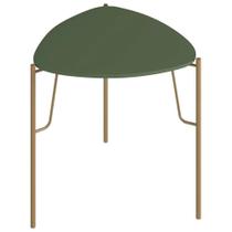 Mesa Lateral Para Sala De Estar Alta Pés Industrial Dourado Alef I03 Musgo - Lyam Decor