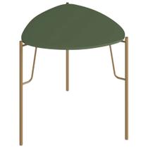 Mesa Lateral Para Sala de Estar Baixa Pés Industrial Dourado Alef I03 Musgo - Lyam Decor