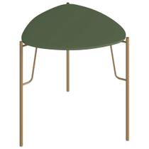 Mesa Lateral Para Sala de Estar Baixa Pés Industrial Dourado Alef I03 Musgo - Lyam Decor