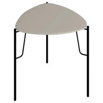 Mesa Lateral Para Sala de Estar Baixa Pés Industrial Preto Alef I03 Grigio - Lyam Decor
