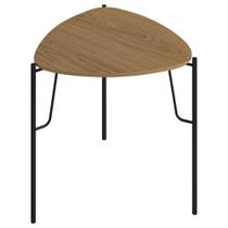 Mesa Lateral Para Sala De Estar Baixa Pés Industrial Preto Alef I03 Louro - Lyam Decor