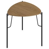 Mesa Lateral Para Sala de Estar Baixa Pés Industrial Preto Alef I03 Louro - Lyam Decor