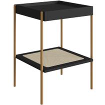 Mesa Lateral Para Sala De Estar Industrial Indy A03 Nero Dourado
