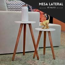 Mesa Lateral Para Sala Pés De Madeira Decorativa - KELAN