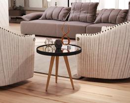 Mesa Lateral Pés Palito Adnet Couro 40cm cor Preto - Comprar Móveis em Casa Mesa Lateral Pés Palito Adnet Couro 40cm cor Preto - Comprar Móveis em Casa