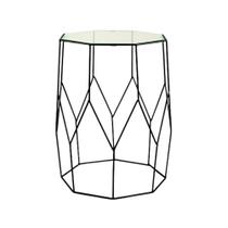 Mesa Lateral Preta em Metal e Vidro - 48cm