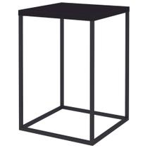 Mesa Lateral Quadrada Cube Artesano 58 cm (altura) em MDP Preto Estrutura em Aço Preto