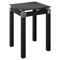 Mesa Lateral Quadrada Tampo de Vidro 41cm Malva Preto - Artefamol