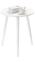 Mesa lateral redonda Apicizon com pernas de madeira branca 42cm x 52cm