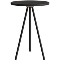 Mesa Lateral Redonda Artesano 35 cm (largura) em MDP Estrutura Metálica em Aço Preto