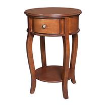 Mesa Lateral Redonda em Madeira com 1 Gaveta e Prateleira 1035 Linz Móveis - Imbuia Glazer