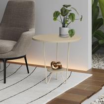 Mesa Lateral Redonda Industrial Italy Ferro Branco e Tampo Off-white Mesa Lateral Redonda Industrial Italy Ferro Branco e Tampo Off-white