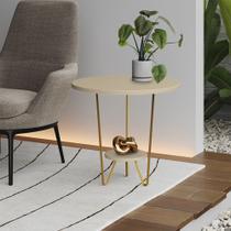 Mesa Lateral Redonda Industrial Italy Ferro Dourado e Tampo Off-white Mesa Lateral Redonda Industrial Italy Ferro Dourado e Tampo Off-white