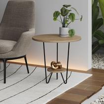 Mesa Lateral Redonda Industrial Italy Ferro Preto e Tampo Freijó Mesa Lateral Redonda Industrial Italy Ferro Preto e Tampo Freijó