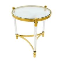 Mesa Lateral Redonda Moderna Metal Dourado T Vidro
