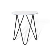 Mesa Lateral Redonda Pin Branca e Preta